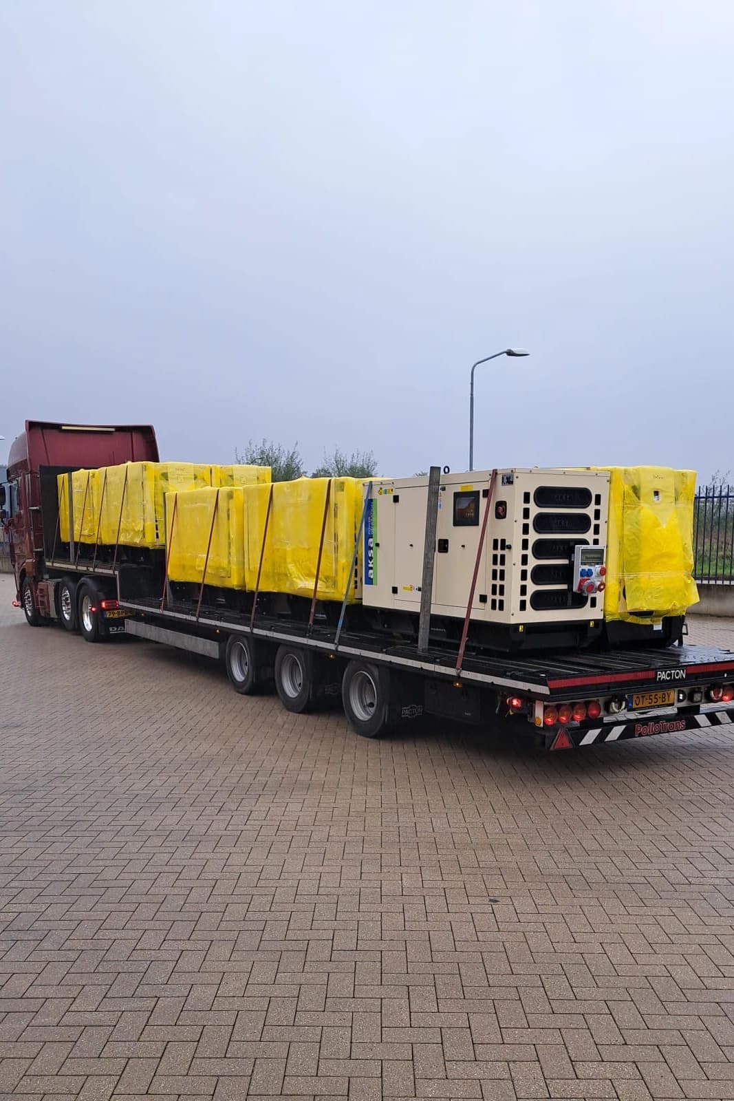 Transporting diesel generators by truck